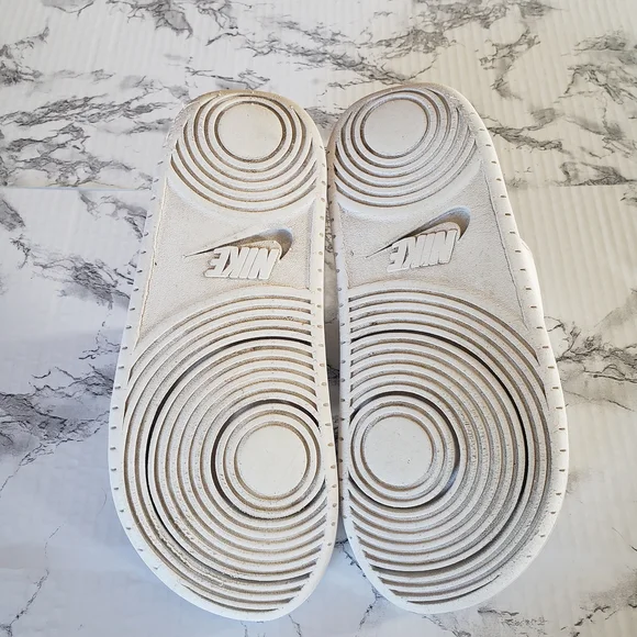 Nike White Dual-Strap Slide Sandals with Black Swoosh - Picture 3 of 6